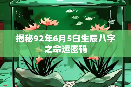 揭秘92年6月5日生辰八字之命运密码