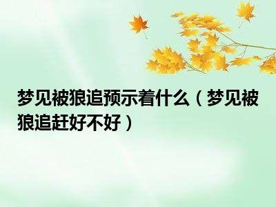 作品名称：已婚女人梦见被狼追